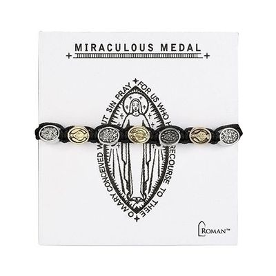 Adult Miraculous Medal Gold and Silver Woven Bracelet