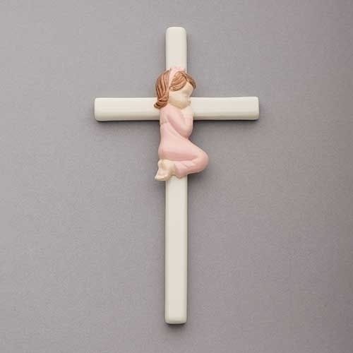 7&quot; Baby Girl Porcelain Cross