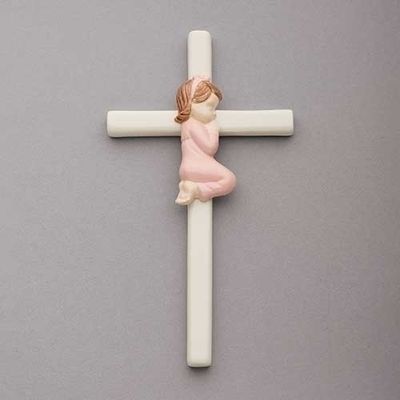 7&quot; Baby Girl Porcelain Cross