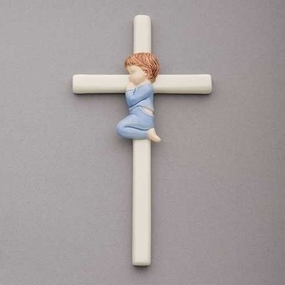 7&quot; Baby Boy Porcelain Cross