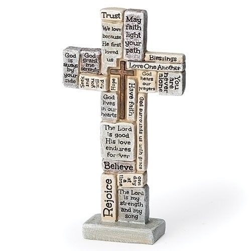 4.5&quot; Crossword Keepsake Cross Standing