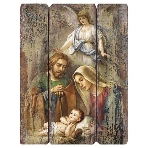 17&quot; Holy Family with Angel Decorative Panel