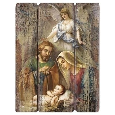 17&quot; Holy Family with Angel Decorative Panel
