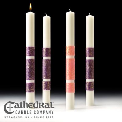 Church ArtisanWax Advent Candle Set- 2 x 24&quot;,  3 Purple, 1 Rose
