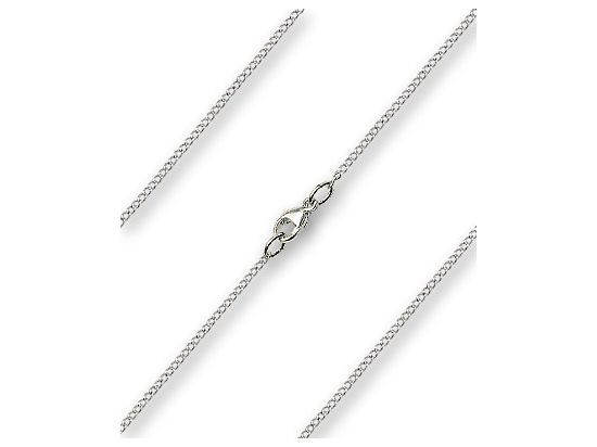 16&quot; Sterling Silver - Rhodium Finished Curb Chain with Lobster Claw - Carded