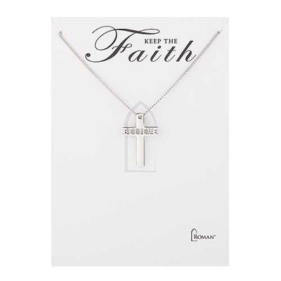 Believe Cross Necklace Stainless Steel