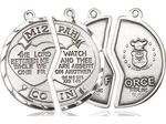 Sterling Silver Miz Pah Coin Set Air Force Pendant on a 18 &quot; &amp; 24&quot; Rhodium Chains Disc.