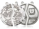 Sterling Silver Miz Pah Coin Set Coast Guard Pendant on 18&quot; &amp; 24&quot; Rhodium Chains Disc.