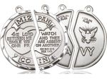 Sterling Silver Miz Pah Coin Set Navy Pendant on 18&quot; &amp; 24&quot; Rhodium Chains Disc.