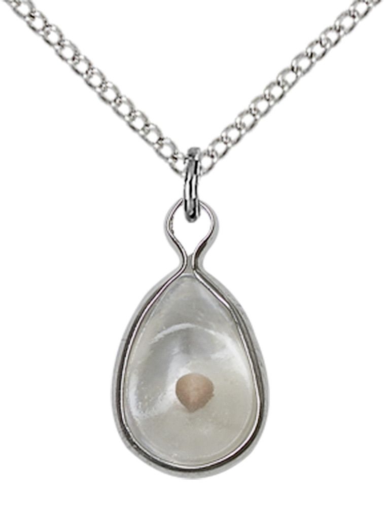 Sterling Silver Mustard Seed Pendant on a 18&quot; Light Curb Rhodium Chain