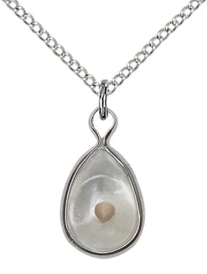 Sterling Silver Mustard Seed Pendant on a 18&quot; Light Curb Rhodium Chain