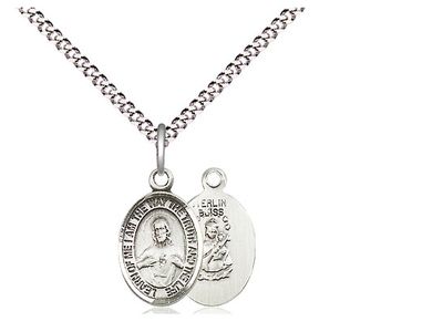 Sterling Silver Scapular Pendant on a 18&quot; Light Rhodium Light Curb Chain Disc.