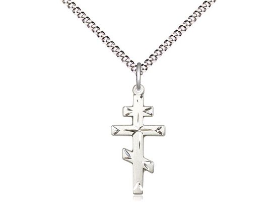 Sterling Silver St Andrew Cross Pendant on a 18&quot; Light Rhodium Light Curb Chain