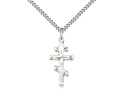 Sterling Silver St Andrew Cross Pendant on a 18&quot; Light Rhodium Light Curb Chain