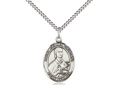 Sterling Silver St Gemma Galgani Pendant on a 18&quot; Light Rhodium Light Curb Chain