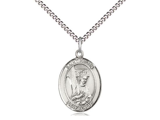Sterling Silver St Helen Pendant on a 18&quot; Light Rhodium Light Curb Chain