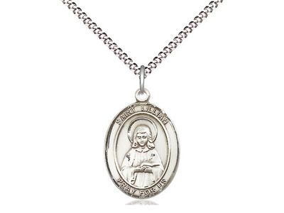 Sterling Silver St Lillian Pendant on a 18&quot; Light Rhodium Light Curb Chain