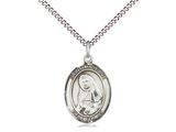 Sterling Silver St Madeline Sophie Barat Pendant on a 18&quot; Light Rhodium Light Curb Chain