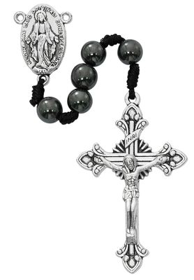 8mm Corded Miraculous Hematite Rosary