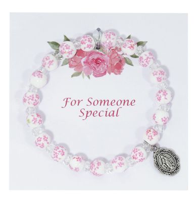 Adult Pink Ceramic Crystal Bracelet