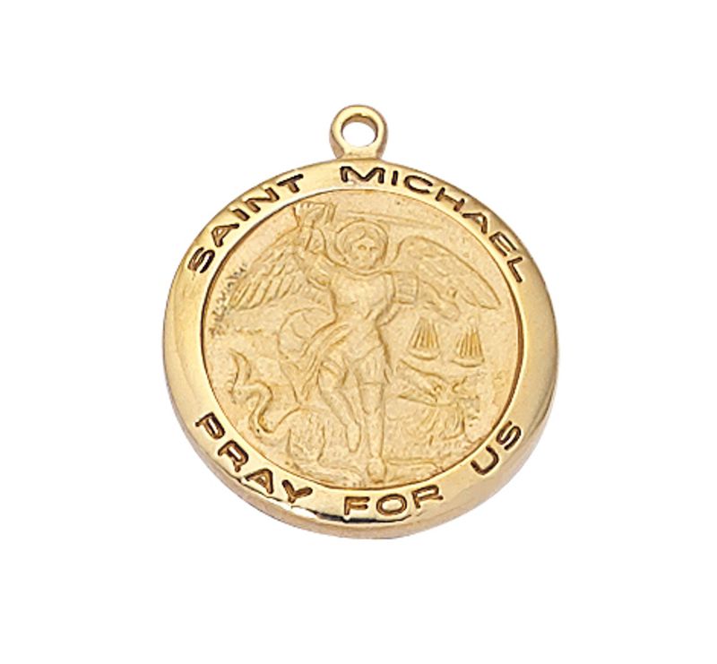 Gold Over Sterling Silver St. Michael Medal on 18&quot; Gold over Brass Chain