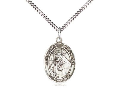 Sterling Silver St Margaret of Cortona Pendant on a 18&quot; Light Rhodium Light Curb Chain