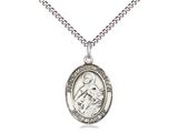 Sterling Silver St Maria Goretti Pendant on a 18&quot; Light Rhodium Light Curb Chain