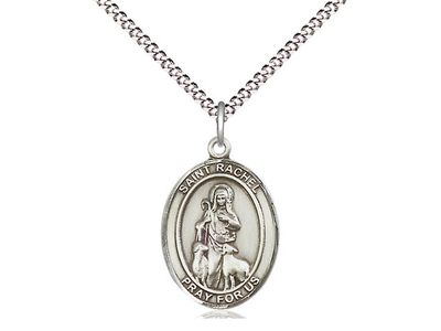 Sterling Silver St Rachel Pendant on a 18&quot; Light Rhodium Light Curb Chain