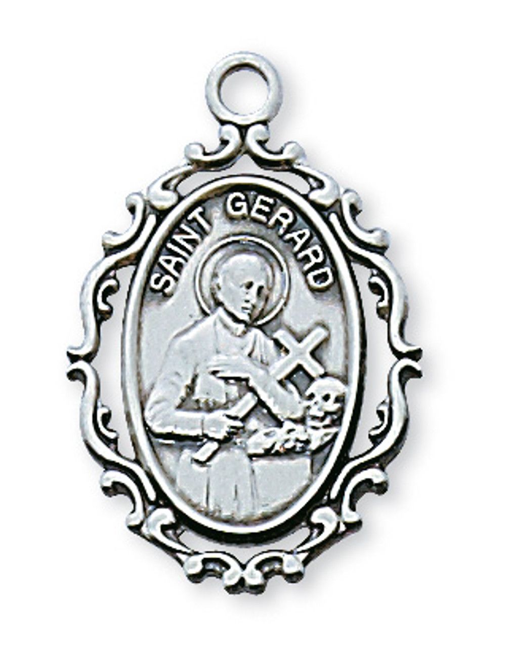 Sterling Silver St. Gerard on 18&quot; Stainless Steel Chain