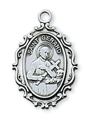 Sterling Silver St. Gerard on 18&quot; Stainless Steel Chain