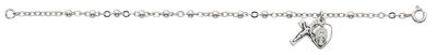 Youth Sterling Silver 3mm Beads Bracelet with Chalice and Crucifix