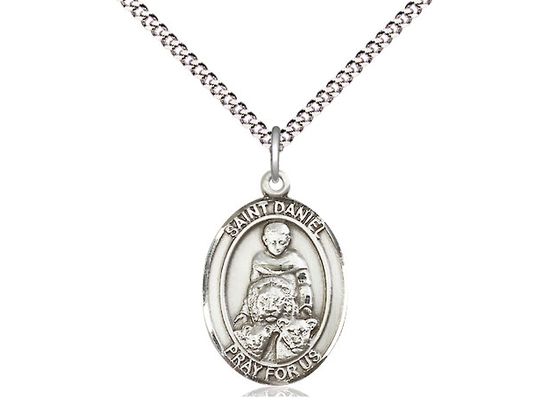 Sterling Silver St Daniel Pendant on a 18&quot; Light Rhodium Light Curb Chain