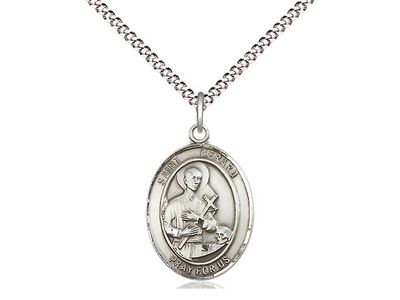 Sterling Silver St Gerard Majella Pendant on a 18&quot; Light Rhodium Light Curb Chain