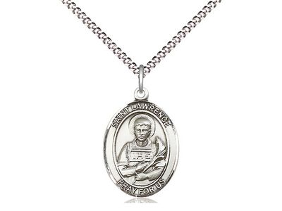 Sterling Silver St Lawrence Pendant on a 18&quot; Light Rhodium Light Curb Chain