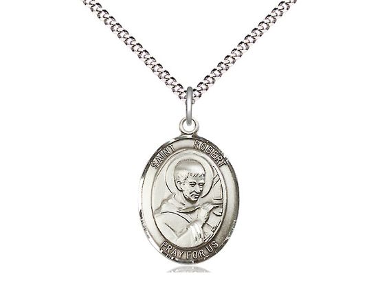 Sterling Silver St Robert Bellarmine Pendant on a 18&quot; Light Rhodium Light Curb Chain