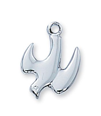 Sterling Silver Holy Spirit Medal on 18&quot; Rhodium Plated Chain
