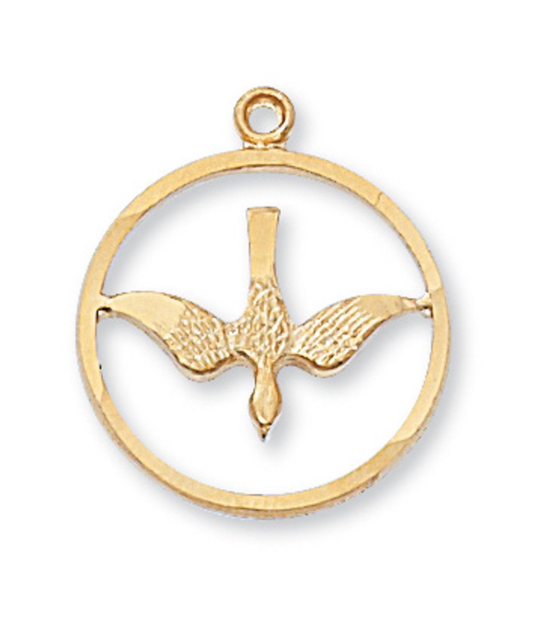 Gold Over Sterling Silver Holy Spirit Open Round Medal on 18&quot; Gold Over Brass Chain