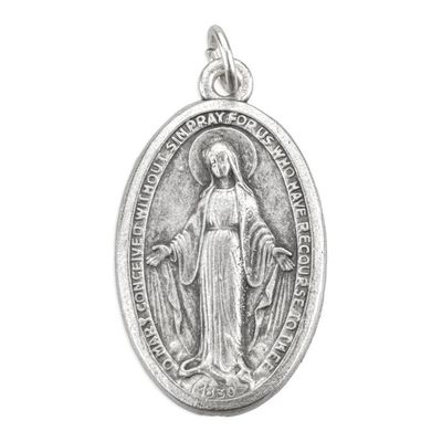 1 3/8&quot; Miraculous Medal Antiqued Silver