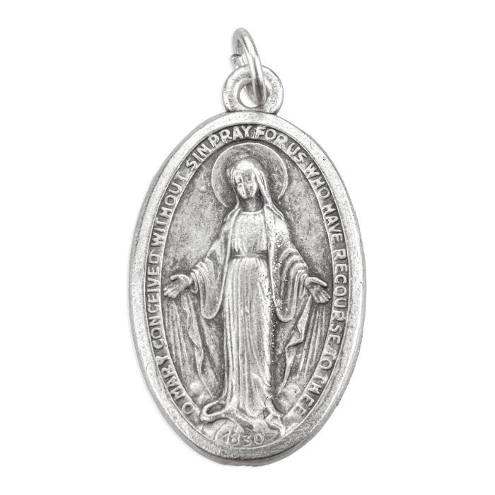 1 3/8&quot; Miraculous Medal Antiqued Silver