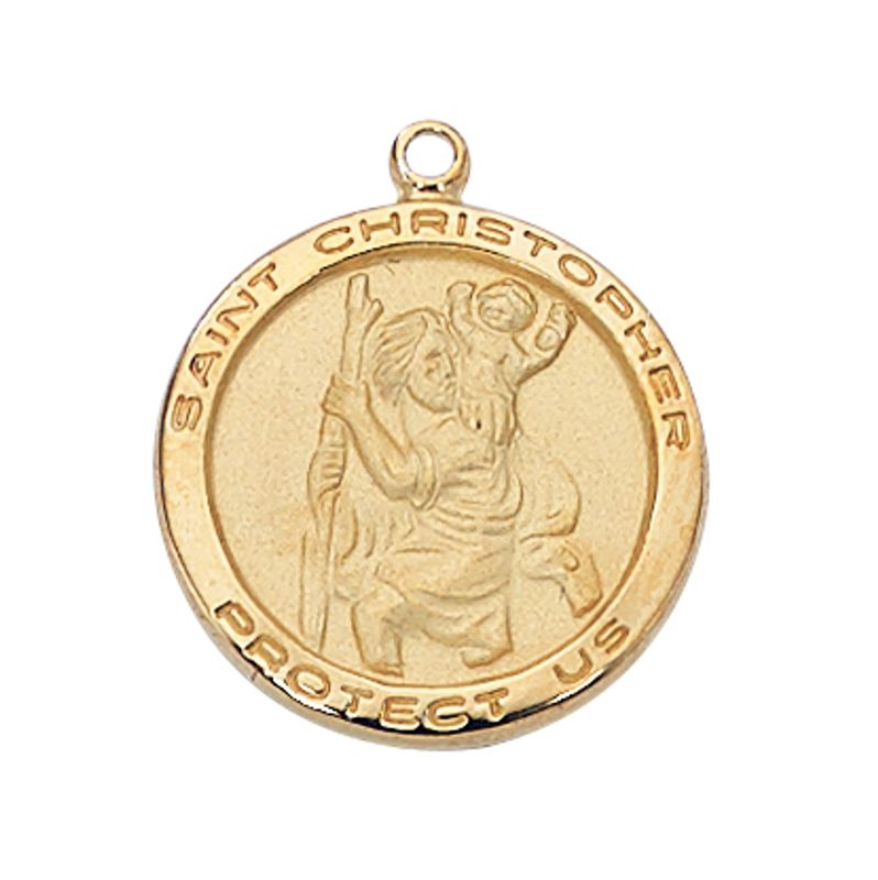 Gold Over Sterling Silver St. Christopher Medal on 18&quot; Gold Over Brass Chain