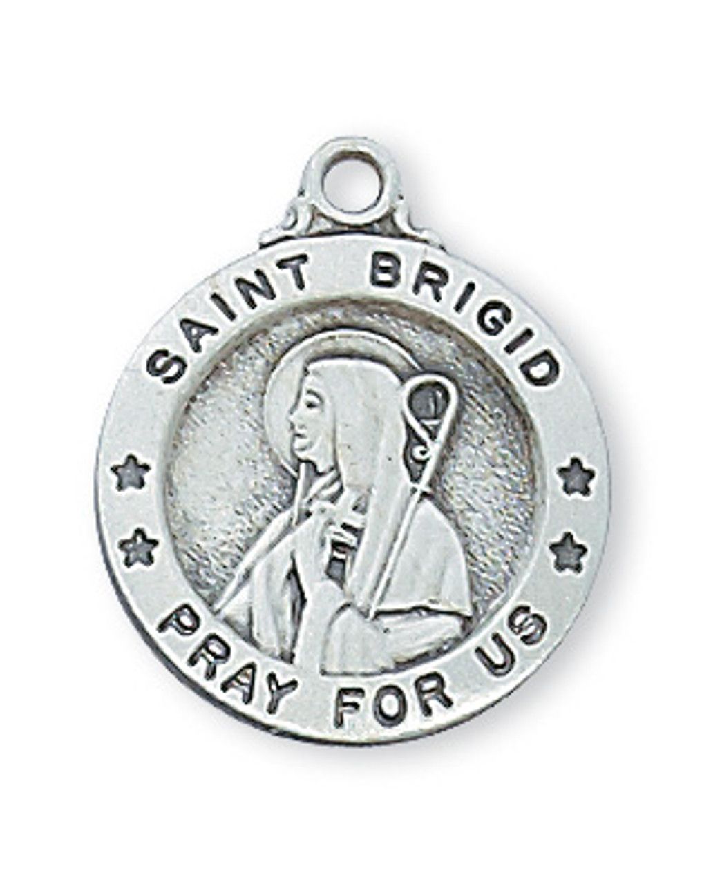 Sterling Silver St. Brigid Medal on 18&quot; Stainless Steel Chain