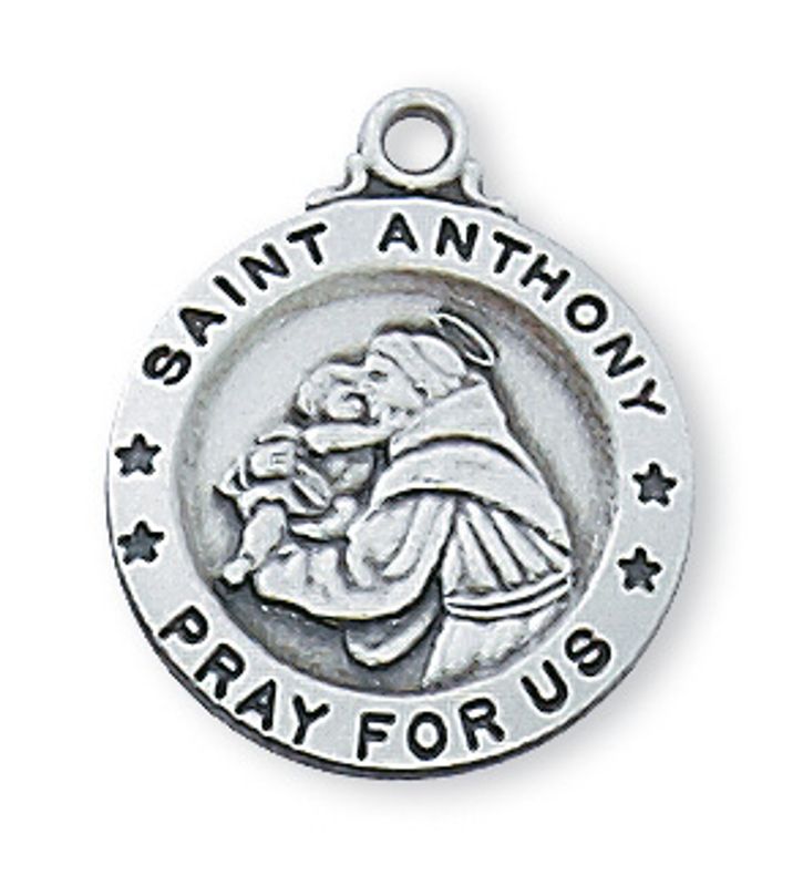 Sterling Silver St. Anthony Medal on 18&quot; Stainless Steel Chain