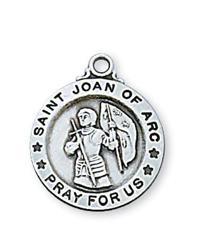 Sterling Silver St. Joan of Arc Medal on 18&quot; Stainless Steel Chain