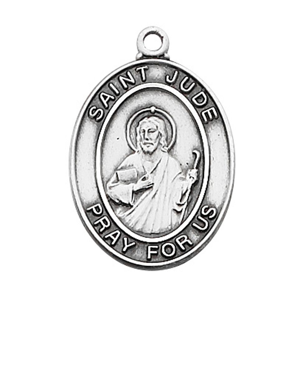 Sterling Silver St. Jude Oval Medal on 18&quot; Stainless Steel Chain