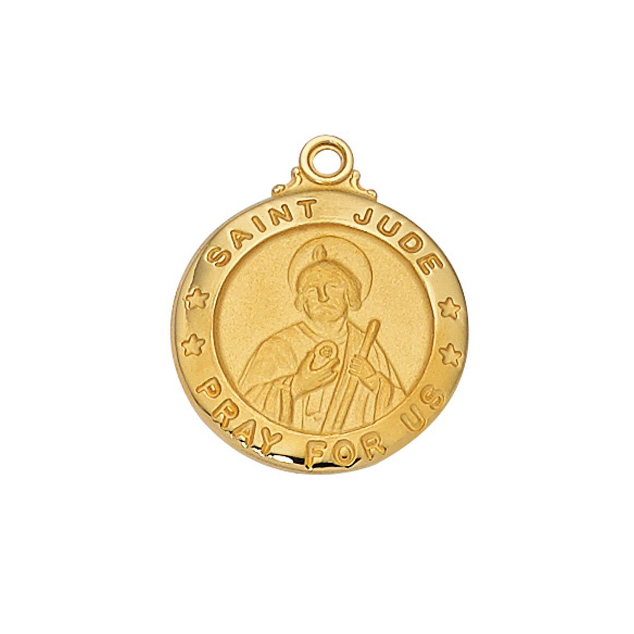 Gold Over Sterling Silver St. Jude Medal on 20&quot; Gold Over Brass Chain