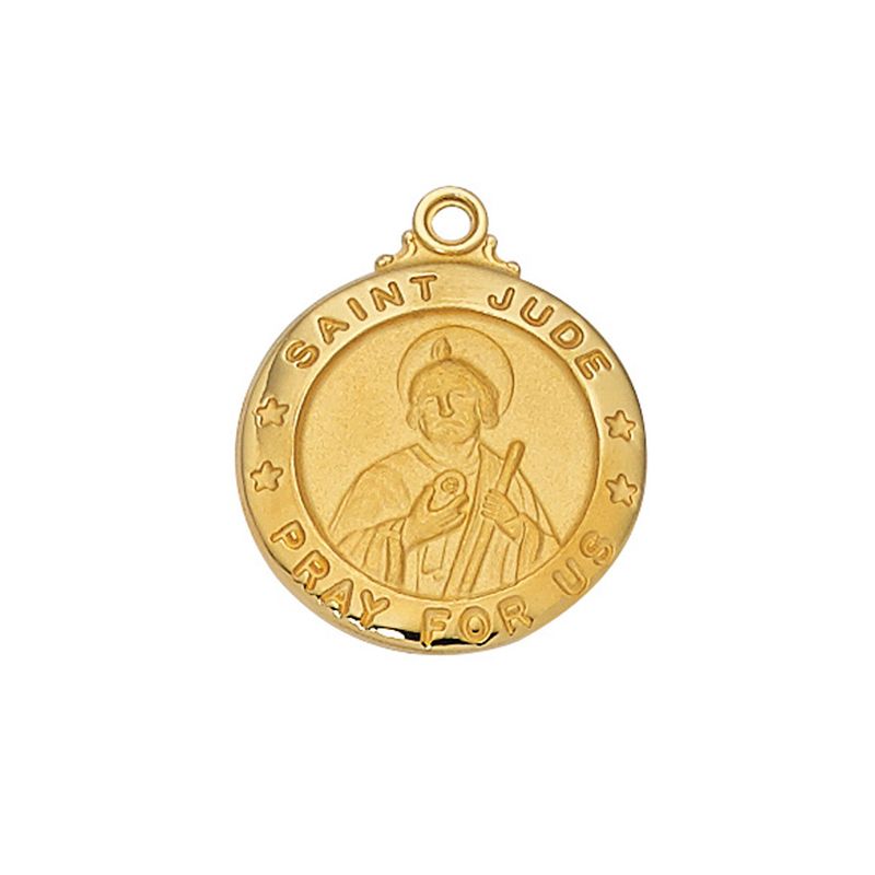 Gold Over Sterling Silver St. Jude Medal on 20&quot; Gold Over Brass Chain