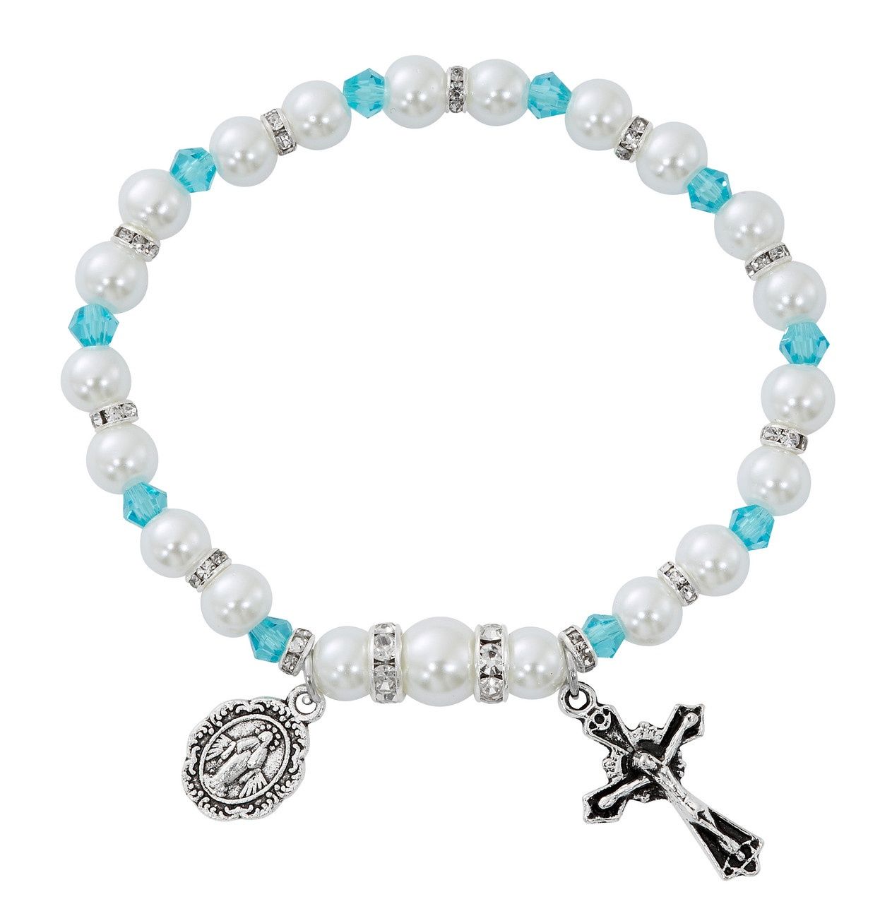 Adult Aqua Stretch Rosary Bracelet