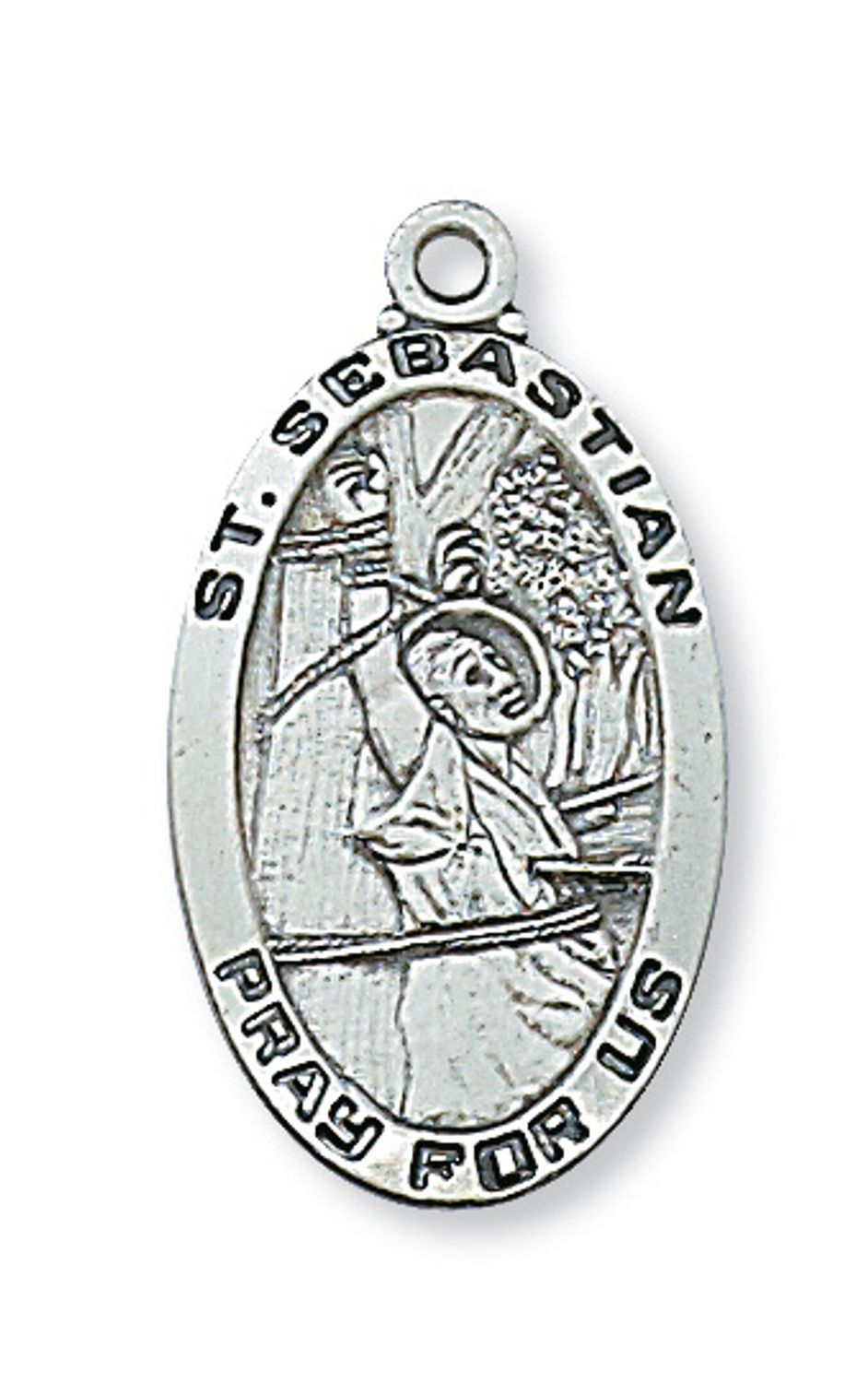 Sterling Silver St. Sebastian Medal on 24” Stainless Steel Chain