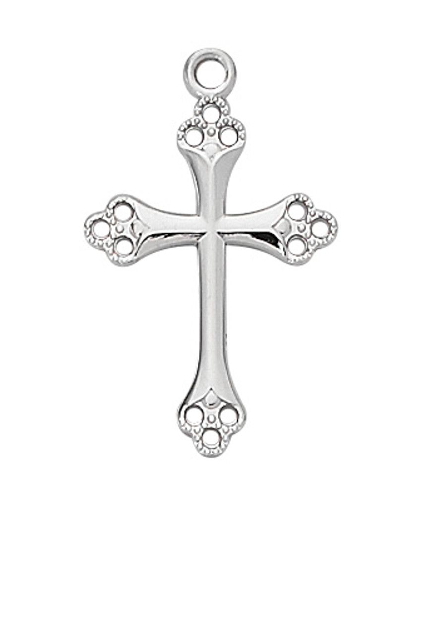 Sterling Silver Cross on 18” Rhodium Plated Chain