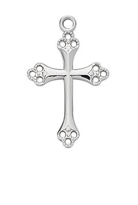 Sterling Silver Cross on 18” Rhodium Plated Chain